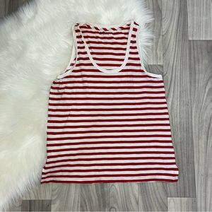 Madewell red white stripe tank top xs